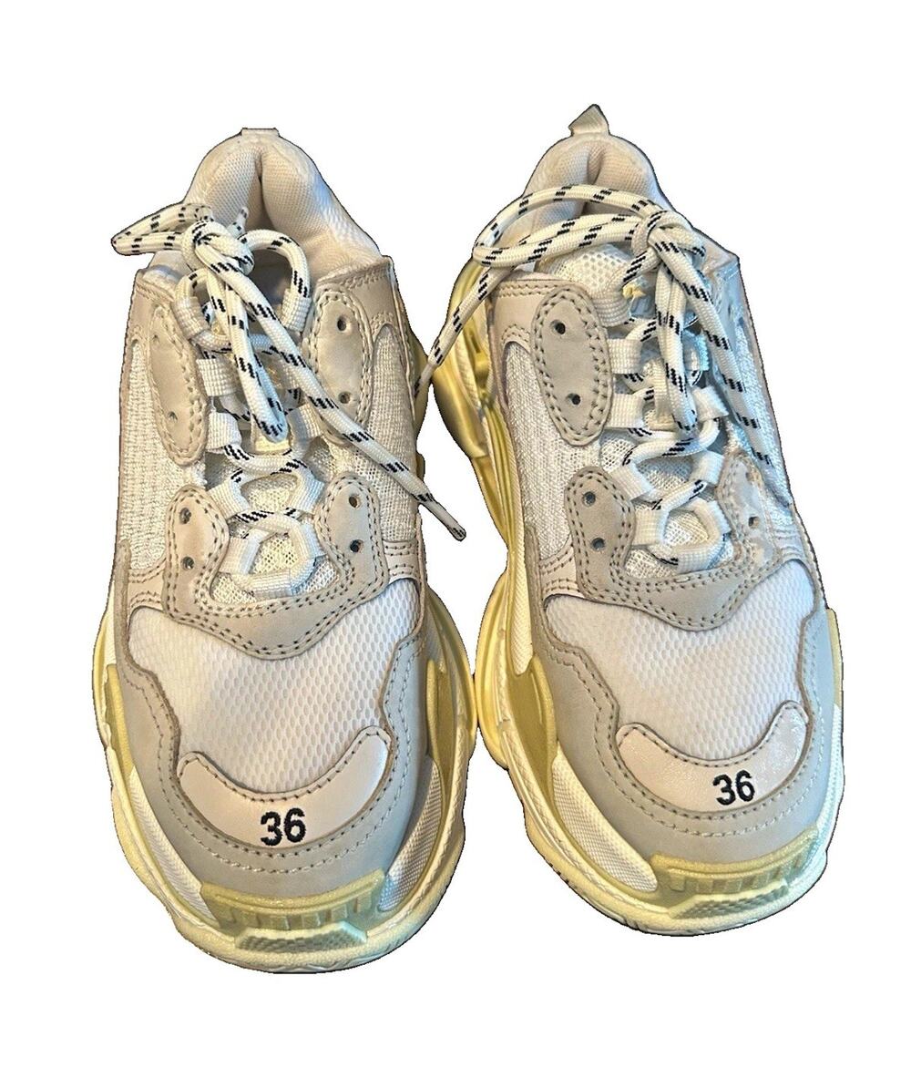 Balenciaga Triple S White/Gray Lace Up Low Top Women's Sneakers Style Size 6/36
